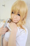 assam bathroom blonde_hair bra cleavage cosplay haruka k-on! kotobuki_tsumugi tshirt rating:Safe score:0 user:nil!