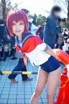 cosplay i-168_(kantai_collection) kantai_collection one-piece_swimsuit ponytail red_hair sailor_uniform sakuya_mikoto school_uniform swimsuit rating:Safe score:0 user:nil!