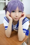 cosplay hairbows hiiragi_kagami kanda_midori lucky_star pleated_skirt purple_hair sailor_uniform school_uniform skirt twintails rating:Safe score:0 user:xkaras