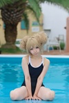 aisaka_taiga blonde_hair cosplay hair_buns koyomi pool school_swimsuit swimsuit toradora! wet rating:Safe score:4 user:nil!