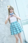 blonde_hair blouse cosplay love_live!_school_idol_project minami_kotori pantyhose pleated_skirt sakuramiya_yukari school_uniform sheer_legwear side_ponytail skirt rating:Safe score:0 user:nil!