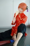 cosplay gintama hair_pods kagura kousaka_yun mandarin_suit orange_hair umbrella rating:Safe score:1 user:nil!