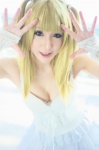 amane_misa blonde_hair cleavage cosplay death_note dress elbow_gloves fingerless_gloves gloves twintails wakame rating:Safe score:3 user:pixymisa