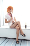 blouse cosplay denim fuku gun nami_(one_piece) one_piece orange_hair shorts rating:Safe score:0 user:nil!