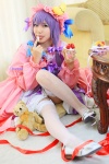 amatsuka_miyu cosplay dress garter_belt hat patchouli_knowledge purple_hair robe stuffed_animal teddy_bear thighhighs touhou zettai_ryouiki rating:Safe score:1 user:nil!