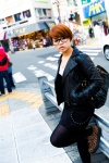black_legwear dress glasses handbag leather_jacket pantyhose red_hair uriu rating:Safe score:1 user:pixymisa