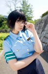 chocoball cosplay glasses lucky_star miniskirt narumi_yui police_uniform policewoman skirt rating:Safe score:2 user:nil!