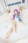 amatsuka_miyu barefoot bathroom bathtub cosplay night_cap patchouli_knowledge purple_hair soap_suds touhou towel wet rating:Safe score:0 user:nil!