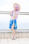 beach bikini cosplay crystal_crown feena_fam_earthlight kamui_arisa ocean purple_hair side-tie_bikini skirt straw_hat swimsuit yoake_mae_yori_ruri_iro_na rating:Safe score:1 user:nil!