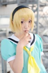 aka blonde_hair cosplay dress hairband higurashi_no_naku_koro_ni houjou_satoko sailor_uniform school_uniform tie rating:Safe score:0 user:nil!