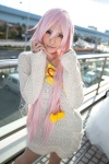 bow choker cosplay heterochromia k nanayo neko_(k) pink_hair sweater rating:Safe score:2 user:pixymisa