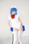 apron blue_hair cosplay eyepatch gloves hairband ikkitousen kibashi maid maid_uniform panties ryomou_shimei thighhighs white_legwear rating:Safe score:4 user:nil!