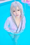 ahoge asanagi_rin bikini blouse cosplay haiyore!_nyaruko-san nyaruko silver_hair swimsuit rating:Safe score:1 user:pixymisa