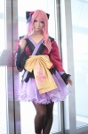 cosplay flower hairbow kimono megurine_luka mizuno pantyhose pink_hair tiered_skirt vocaloid rating:Safe score:1 user:pixymisa