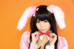 akirabbit animal_ears apron blouse bunny_ears cosplay itsuki_akira original waitress waitress_uniform rating:Safe score:0 user:nil!