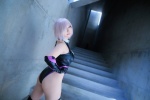 ass bodysuit castle_of_glass cosplay elbow_gloves fate/grand_order fate/series gloves mash_kyrielight pink_hair saku thigh_band thighhighs rating:Safe score:0 user:nil!