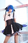 apron blouse blue_hair corset cosplay eyepatch gloves hairband hair_ribbons ikkitousen iori maid maid_uniform pleated_skirt ryomou_shimei skirt rating:Safe score:3 user:nil!