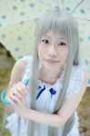 ano_hi_mita_hana_no_namae_wo_bokutachi_wa_mada_shiranai cosplay dress hasui_yuuri honma_meiko silver_hair umbrella rating:Safe score:0 user:nil!