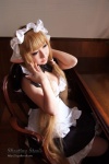 apron black_legwear blonde_hair chii_(chobits) chobits choker cosplay dress hairband maid maid_uniform momoiro_merankori saku thighhighs zettai_ryouiki rating:Safe score:0 user:nil!