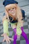 beret blonde_hair blouse cleavage cosplay glasses macross macross_frontier mimi sheryl_nome shorts thighhighs rating:Safe score:2 user:nil!