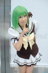 cosplay green_hair hairbow kyouka pantyhose pleated_skirt sailor_uniform school_uniform shigure_asa shuffle! skirt vest rating:Safe score:0 user:nil!