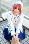 beret cosplay da_capo hair_clips lily pantyhose pleated_skirt red_hair sailor_uniform school_uniform shirakawa_kotori skirt rating:Safe score:1 user:nil!