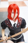 asuka blouse cosplay houseki_no_kuni jumper katana pantyhose red_hair sheer_legwear sword tagme_character tie rating:Safe score:0 user:nil!