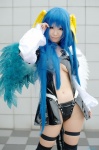 blue_hair cleavage cosplay dizzy garters guilty_gear hairbow masaki_aizou monokini one-piece_swimsuit pantyhose swimsuit thighhighs twintails underboob wings rating:Safe score:3 user:nil!