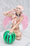 beach_ball bikini collar cosplay ikaros nakko nitro_super_sonic pink_hair sora_no_otoshimono swimsuit wings rating:Safe score:1 user:nil!
