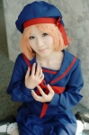 asahi_miu beret cardfight!!_vanguard cosplay orange_hair pantyhose pleated_skirt sailor_uniform school_uniform sendou_emi skirt socks rating:Safe score:0 user:nil!