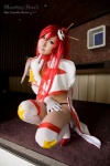 bikini_top cape chopsticks cosplay elbow_gloves gloves panties ponytail red_hair saku swimsuit tengen_toppa_gurren-lagann thighhighs yoko_ritona rating:Safe score:0 user:nil!