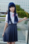 blouse blue_hair cosplay furude_rika higurashi_no_naku_koro_ni ibara pantyhose pleated_skirt school_uniform skirt suspenders rating:Safe score:0 user:nil!