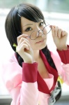 bakemonogatari blouse bowtie cosplay glasses hanekawa_tsubasa looking_over_glasses momo_(iii) twin_braids rating:Safe score:0 user:pixymisa