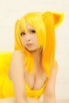animal_ears blonde_hair cleavage cosplay dress fox_ears na-san na's_tail original rating:Safe score:4 user:nil!