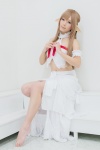 akitsu_honoka asuna_(sao) blonde_hair cosplay elf_ears halter_top skirt sword_art_online rating:Safe score:2 user:nil!