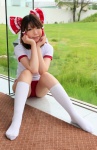 buruma cosplay gym_uniform hairbow hakurei_reimu higurashi_rin kneesocks shorts touhou rating:Safe score:2 user:Beako