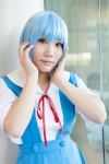 ayanami_rei blouse blue_hair cosplay jumper nagatsuki neon_genesis_evangelion red_eyes ribbon_tie rating:Safe score:0 user:pixymisa