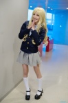 blazer blonde_hair blouse chamaro cosplay kneesocks k-on! kotobuki_tsumugi pantyhose pleated_skirt school_uniform skirt rating:Safe score:0 user:nil!