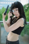 cosplay croptop eyepatch gun jormungand sofia_valmer tank_top trousers tsuzuki_rui rating:Safe score:1 user:nil!