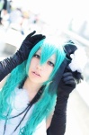 aqua_hair cosplay dress elbow_gloves gloves harumiya_yun hatsune_miku tagme_song top_hat twintails vocaloid rating:Safe score:0 user:nil!