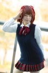 amami_haruka blouse cosplay hair_ribbons hana_(iii) idolmaster pleated_skirt ribbon_tie skirt sweater rating:Safe score:0 user:pixymisa