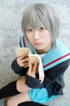 book cardigan cosplay ibara kneesocks miniskirt nagato_yuki pleated_skirt sailor_uniform school_uniform silver_hair skirt suzumiya_haruhi_no_yuuutsu rating:Safe score:0 user:nil!