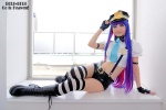 blouse boots cosplay croptop fingerless_gloves gloves multi-colored_hair panty_&_stocking_with_garterbelt police_hat police_uniform policewoman shorts stocking_(psg) suspenders thighhighs tie uchiko rating:Safe score:0 user:nil!