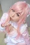 aoi_kozue apron cleavage cosplay hairband headphones maid maid_uniform nitro_super_sonic pink_hair super_soniko rating:Safe score:0 user:pixymisa