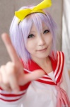 cosplay hairbow hiiragi_tsukasa lucky_star purple_hair sailor_uniform school_uniform yuuri rating:Safe score:0 user:nil!