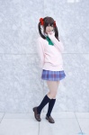 blouse cardigan cosplay hairbows kneesocks love_live!_school_idol_project pleated_skirt rinami skirt twintails yazawa_niko rating:Safe score:4 user:nil!