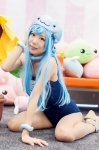 blue_hair choker cosplay flower gijinka_marine hat pantyhose plushie ragnarok_online sheer_legwear swimsuit wristband yae_maiko rating:Safe score:0 user:pixymisa