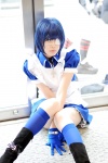 apron blue_hair boots cosplay eyepatch gloves ikkitousen kneehighs maid maid_uniform namada pantyhose ryomou_shimei rating:Safe score:1 user:nil!