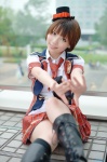 akb48 blouse boots cosplay hinomura_uta jacket kneesocks miniskirt shinoda_mariko_(cosplay) skirt top_hat vest rating:Safe score:1 user:nil!
