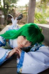 cosplay detached_sleeves green_hair kochiya_sanae lenfried miniskirt skirt socks touhou rating:Safe score:0 user:nil!